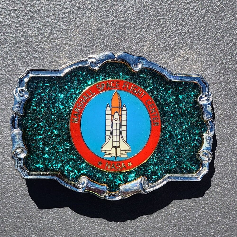 Vintage NASA Marshall Space Flight Center Space Shuttle Belt Buckle Michoud Rare